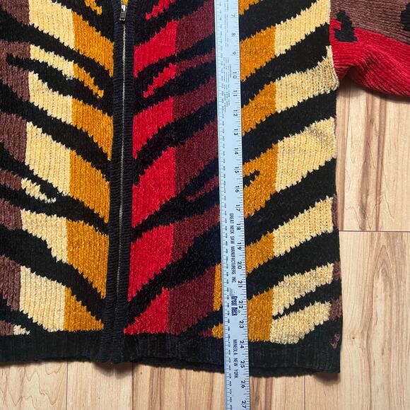 VINTAGE Y2K Tiger Stripe Knit Sweater Jacket Size Large Maximalist Striped - Picture 5 of 9